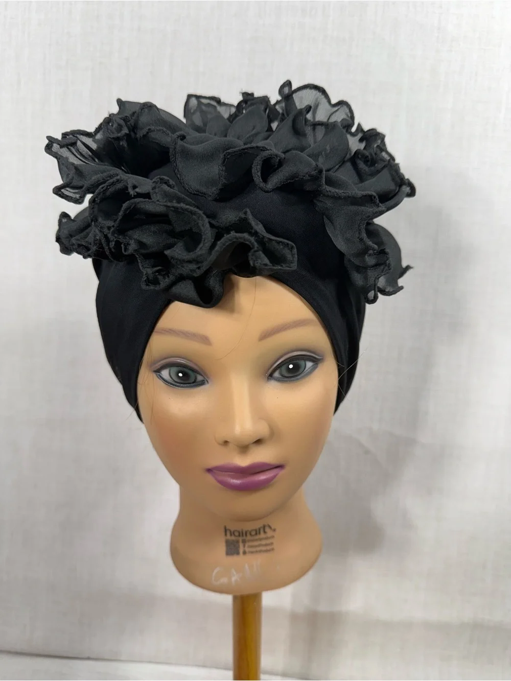 Black Ruffled Turban Headwrap - Women Accessories bundle of 3